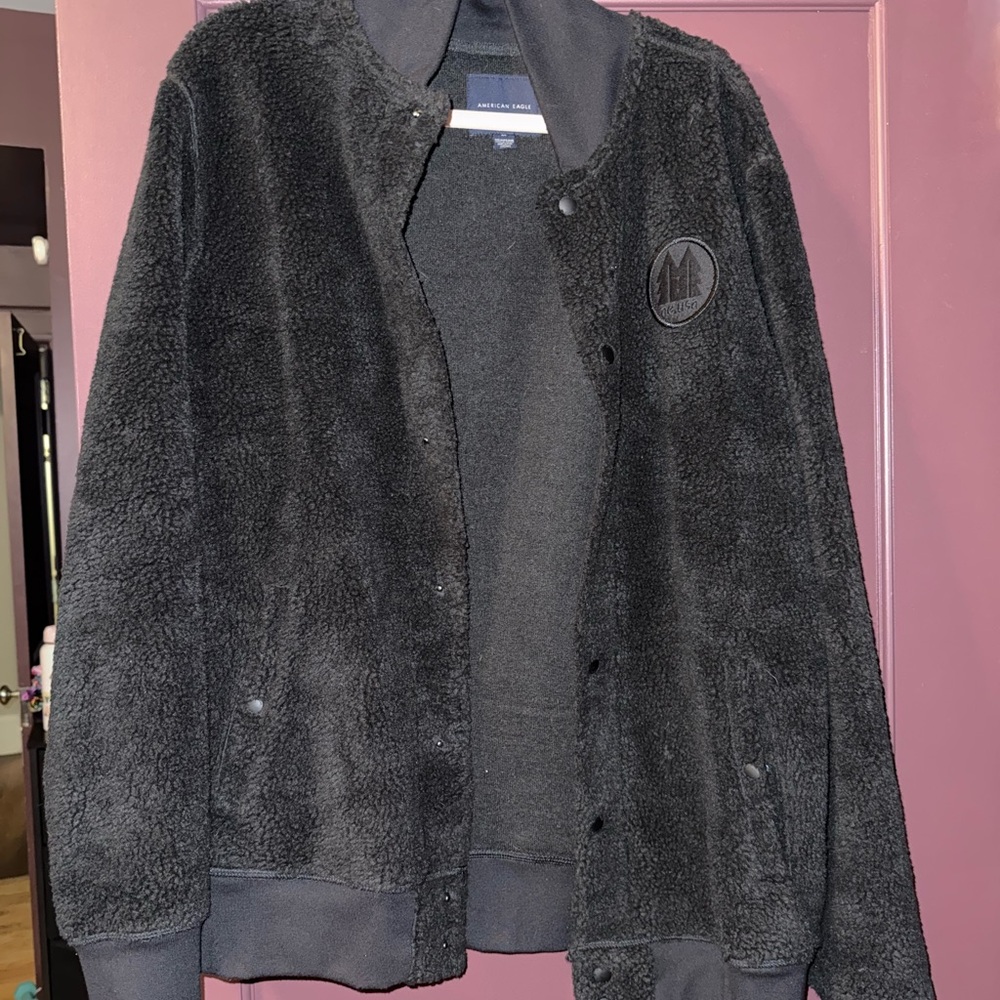Men's American Eagle Black Fleece Jacket